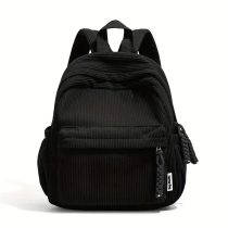   Kordbársony  hátizsák – több zsebbel, modern stílusban fekete AA342667-b