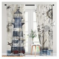   Vintage tengerészeti témájú félig áttetsző függöny – AF283449 (2 db)