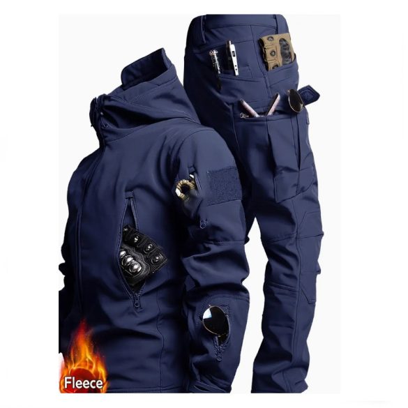 Softshell taktikai polárbéléses kabát és nadrág szett kék M méret AU4713866-km