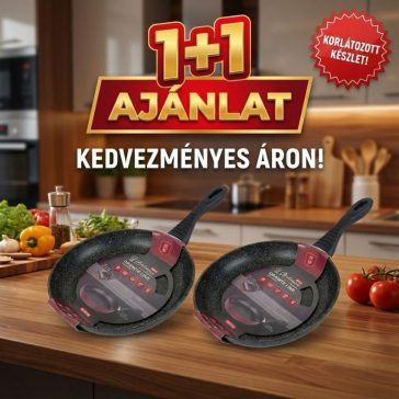   Bachmayer 28 cm-es fekete gránit serpenyő 1+1 AJÁNLAT BM-7621-28-2