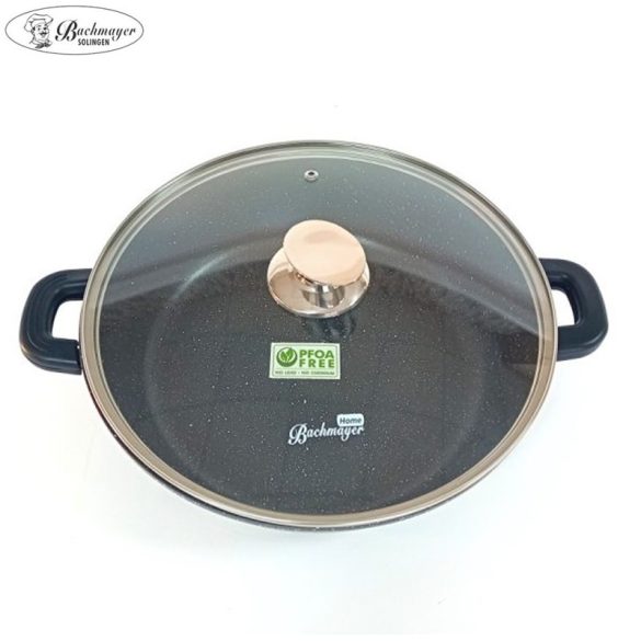 Bachmayer BM-7771-28 Márvány Bevonatú Főzőedény – 28 cm, 3,8 liter – Üvegfedővel 