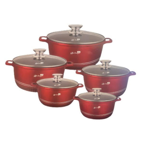 Bachmayer 10 részes prémium gránit bevonatos edénykészlet, piros BM-8822