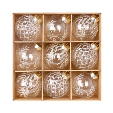 9 részes arany karácsonyfadísz gömb szett – 8 cm BSN61