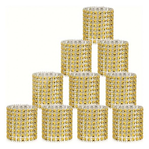 50 db Elegáns Strasszköves Szalvétagyűrű – Arany  BV34954 