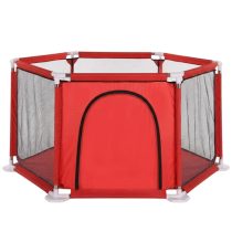   6 szögletű baba járóka hálós oldalfalakkal piros BW-003