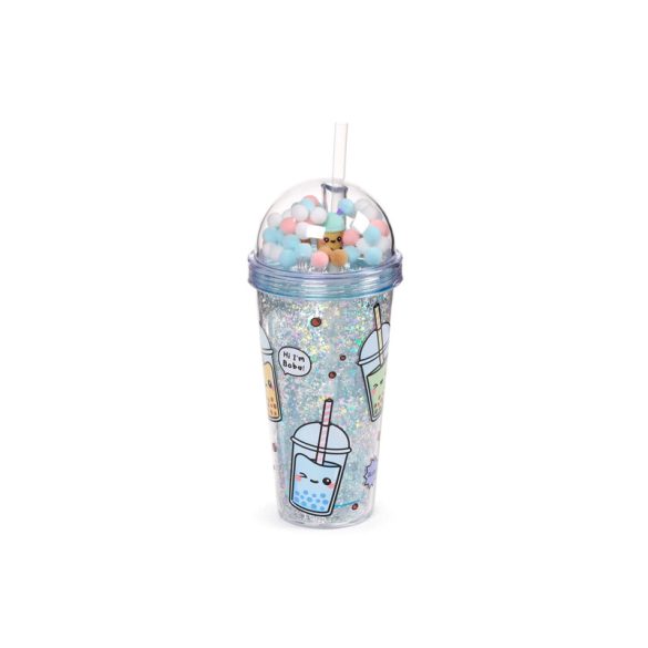 Csillámos Bubble Tea Pohár Kupakkal és Szívószállal CUP83