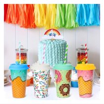   Jégkrém mintás parti pohár szett – 4 db, 470 ml fedéllel DC197329