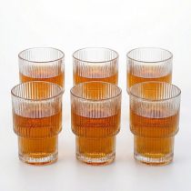 6 részes Bordázott Design Üvegpohár Készlet DM334-3