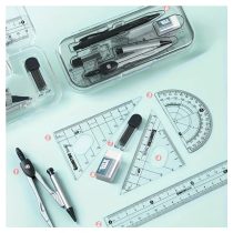   8 részes Geometriai Körző és Vonalzó Készlet – Átlátszó  Tokban DV1656212
