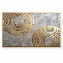   Modern absztrakt arany kör mintás vászon falikép 75 × 152 cm FK6722994