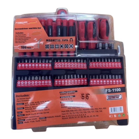 Fischer Kraft Csavarhúzó és Bit Készlet – 100 darabos FS-1100