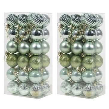   72 db-os világos zöld karácsonyfadísz gömbszett, 4 cm G6MV65X5KK-5
