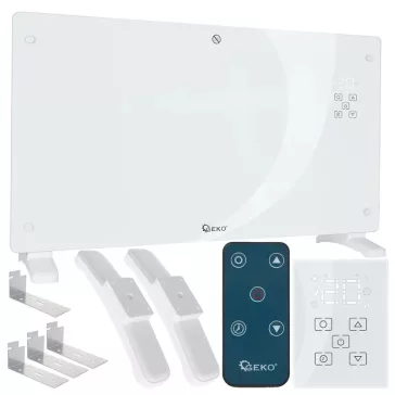   Geko Üveg konvektor fűtés LCD kijelzővel, távirányítóval és WiFi 2500W G80446