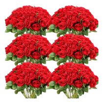 60 db mesterséges rózsa szárakkal – piros GA2072486-b