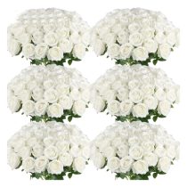 60 db mesterséges rózsa, szárakkal – fehér GA2072486