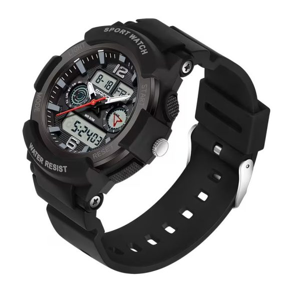 Női divatos quartz dupla kijelzős sport óra fekete GH238501-F