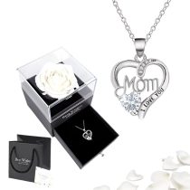   Szív alakú medálos nyaklánc fehér rózsás ajándékdobozban GK5467641