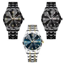 Elegáns Férfi Kvarc Karóra - 3D Csiszolt Üveggel 1db