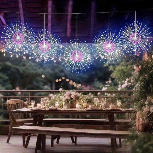 Napelemes Függő Tűzijáték Lámpa Szett (Többszínű) Ünnepi Dekoráció HL4876173-MC-300