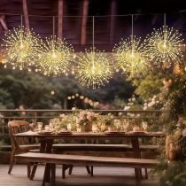   Napelemes függő tűzijáték lámpa szett – csillagszóró dekoráció (Meleg Fehér) HL4876173-MF