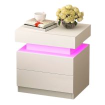   Modern fehér éjjeliszekrény RGB LED világítással HN10527235