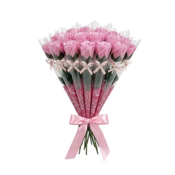 20 db Szálanként Csomagolt Illatos Szappanrózsa Díszdobozban - Világos Rózsaszín JA3008169-R