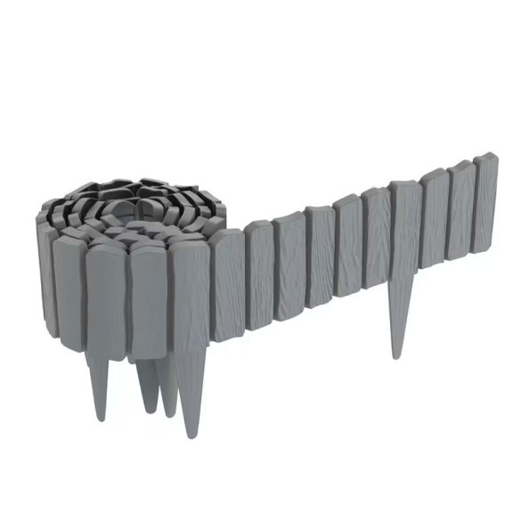 Szürke Műanyag Pázsitszegély Fa Mintázattal - 8db JB413421-8SZ