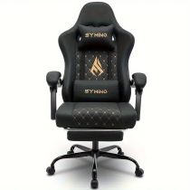   SYMINO Ergonómikus Gamer Szék Lábtartóval Fekete JD183437