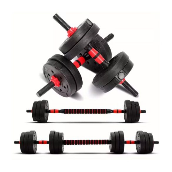 30 kg-os 2 az 1-ben Állítható Súlyzókészlet – Kézi és Hosszú Rúddal JH572244