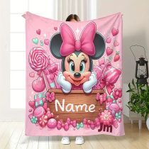   Minnie egér mintás pléd – egyedi névvel ellátható 130 × 150 cm JL1307671