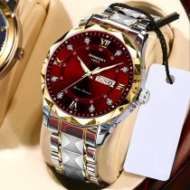 BANBONY quartz óra római számokkal piros-ezüst JU9178069