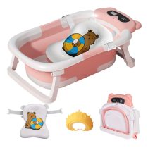   Hordozható összecsukható rózsaszín kutyafürdő szett JX11424859-2