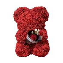   Romantikus vörös rózsa maci kisméretű csokorral JX55211-R