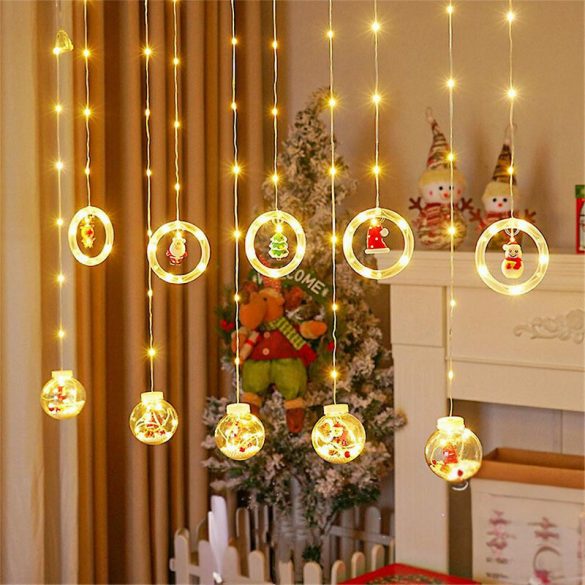 Karácsonyi gömb + karika 110LED világítós függődísz 3M melegfehér
KARACSONYIGOMBGYURU