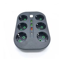   2 méteres hosszabbító 6 aljzattal 3 db USB-vel és 1 db USB-C-vel KE23-224