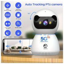   JOOAN 5G WiFi Okos Forgatható IP Kamera – Éjjellátóval, Mozgáskövetéssel és Kétirányú Hanggal KE280262
