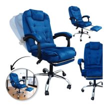 BOSS Forgószék lábtartóval – kék bársony KO22NW