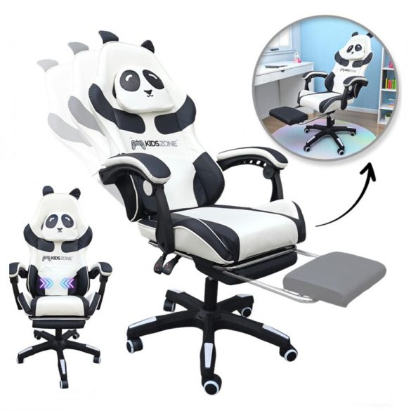 PANDA forgatható gamer szék lábtartóval és masszírozóval – KIDS ZONE KO34