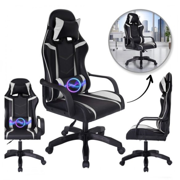 VORTEX gamer, irodai forgószék fekete műbőr kárpitozássa KO35B