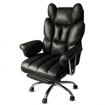   RELAX PRO irodai forgószék lábtartóval – Fekete műbőr KO50CZ