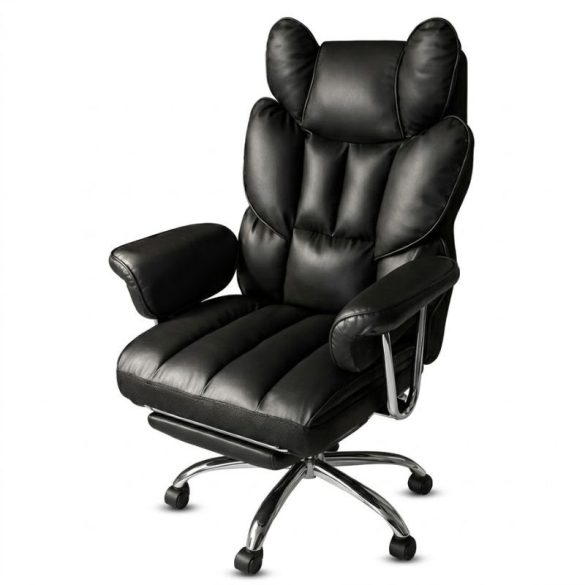 RELAX PRO irodai forgószék lábtartóval – Fekete műbőr KO50CZ