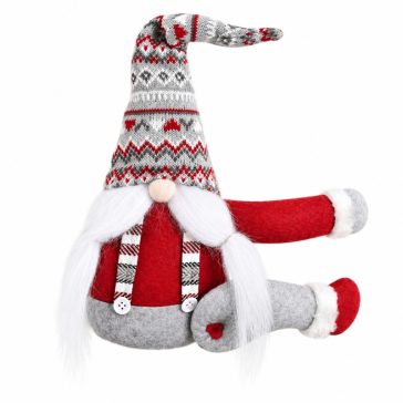   Karácsonyi manó Mikulás dekoráció tépőzárral – norvég mintás 38cm KSN24