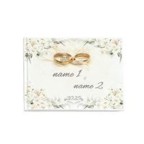   Személyre szabható esküvői vendégkönyv – Elegáns virágos dizájnnal KX10456285