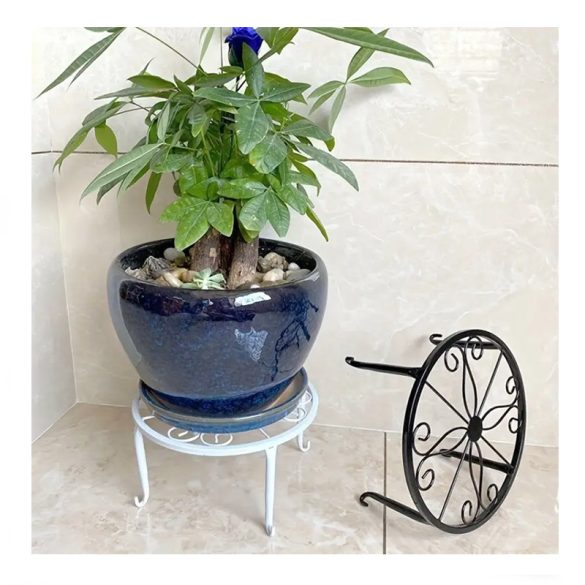 Fém virágtartó állvány szett 2 db fekete KY18417-b