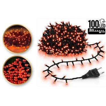   Kültéri és beltéri LED fényfüzér, 100 LED, piros, 8 m, 8 világítási móddal LAMP01CZE


