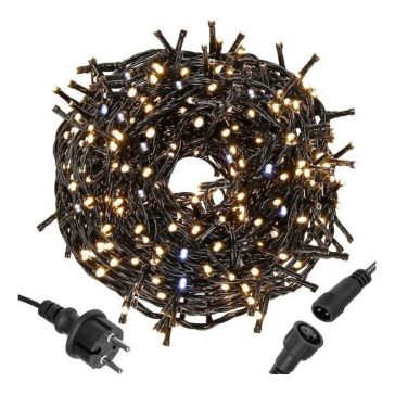   100 LED-es karácsonyi fényfüzér, meleg fehér + fehér villogó fény, 8,5 m – LAMP08CB