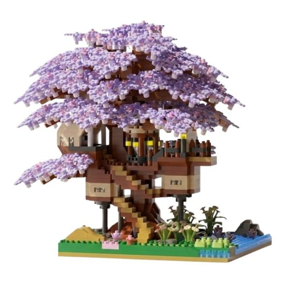 Sakura fa ház építőkocka készlet 1600 darabos - Lila LD10652934