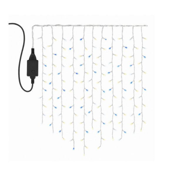 LED jégcsap fényfüzér – 600 LED, 30 méter (fehér, kék és sárga fényű) LI-600
