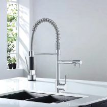 Konyhai mosogató csaptelep zuhanyzóval ezüst LW809534-E