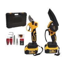   THO M-9034 akkumulátoros mini ágvágó láncfűrész és metszőolló szerszám készlet, 2 db 36V akkumulátor, sárga-fekete M-9034